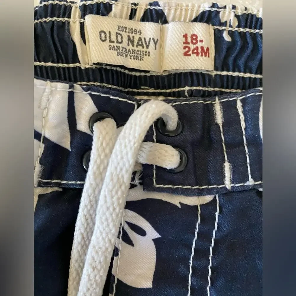 Blue and White Old Navy 18-24 months swim trunks mesh liner